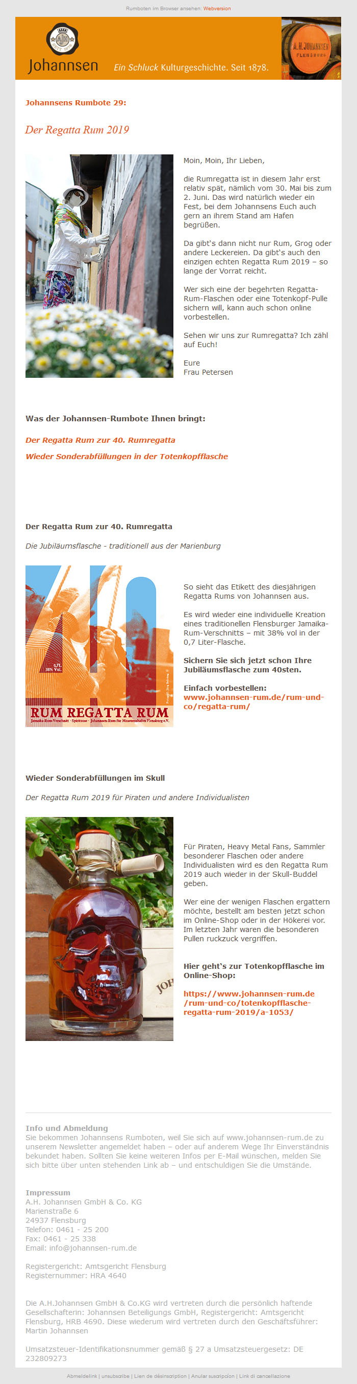 Johannsens Rumbote 29: Der Regatta Rum 2019